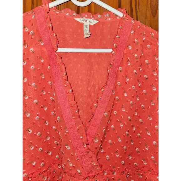 Matilda Jane Bunrt Orange  Floral Blouse Women's Size Medium - Picture 3 of 11